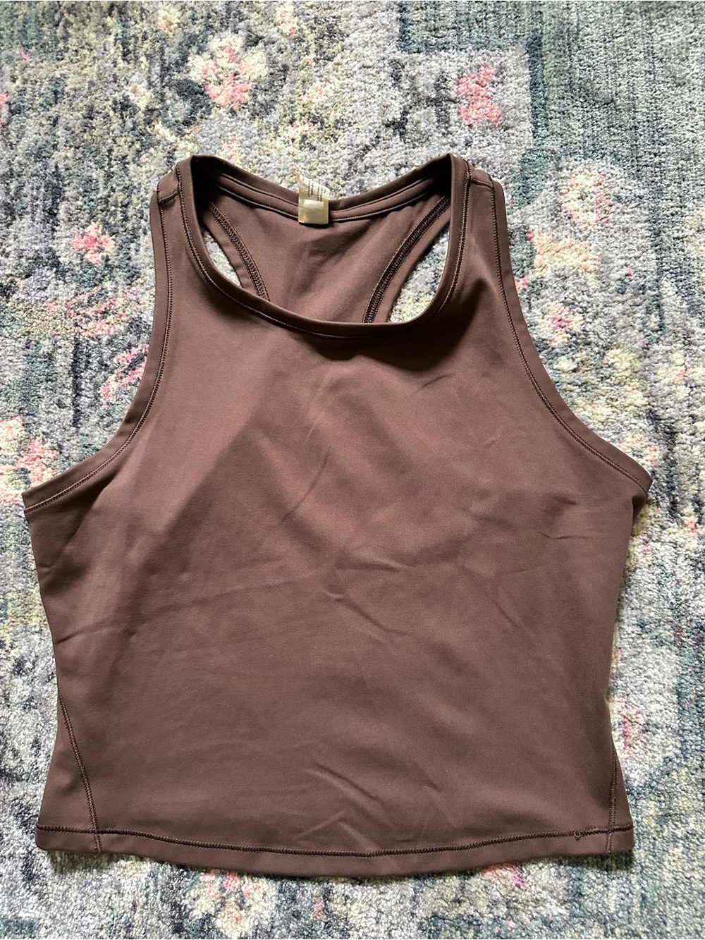 90 Degree By Reflex Chocolate Brown Racerback Crop Tank Medium Chic Feminine